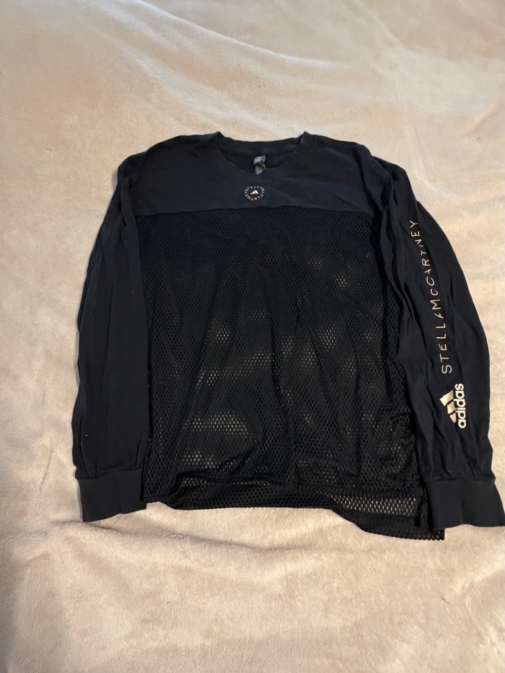 Adidas X Stella McCartney Black Mesh Panel Long-Sleeve Training Top